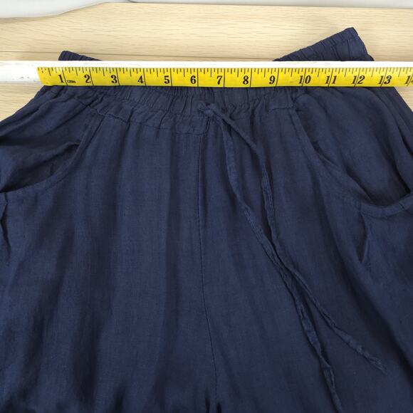 Linen Luv Ankle Pants Women S Elastic Waist Lightweight Pockets Italy Navy - Picture 7 of 11